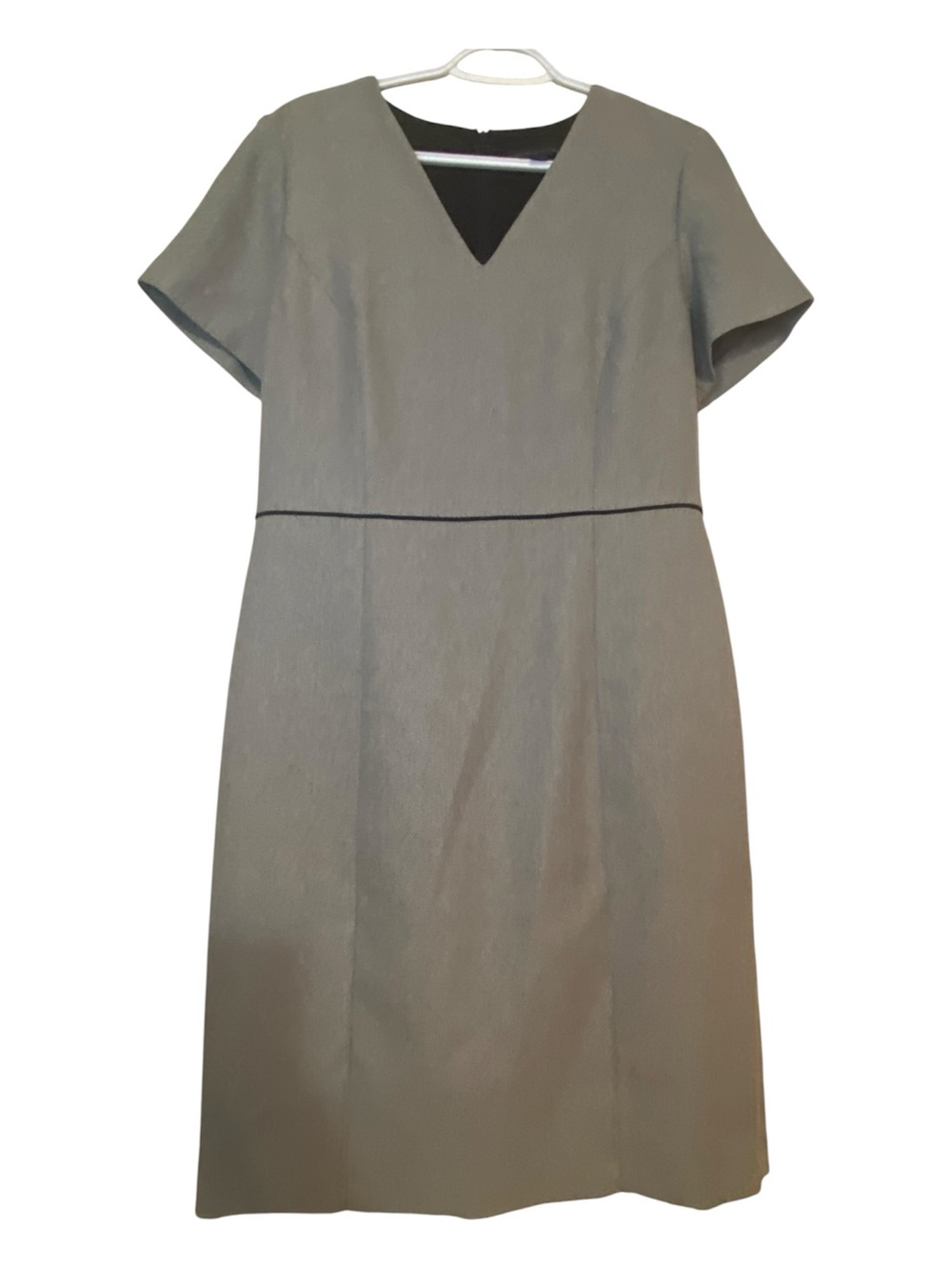 Preston & York Herringbone Grey V-Neck Tailored Midi Dress size 10